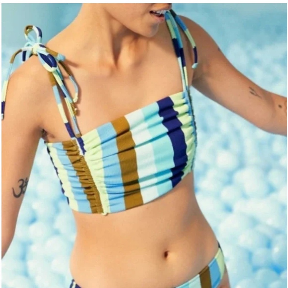 NWT Aerie Longline Striped Bikini Top
